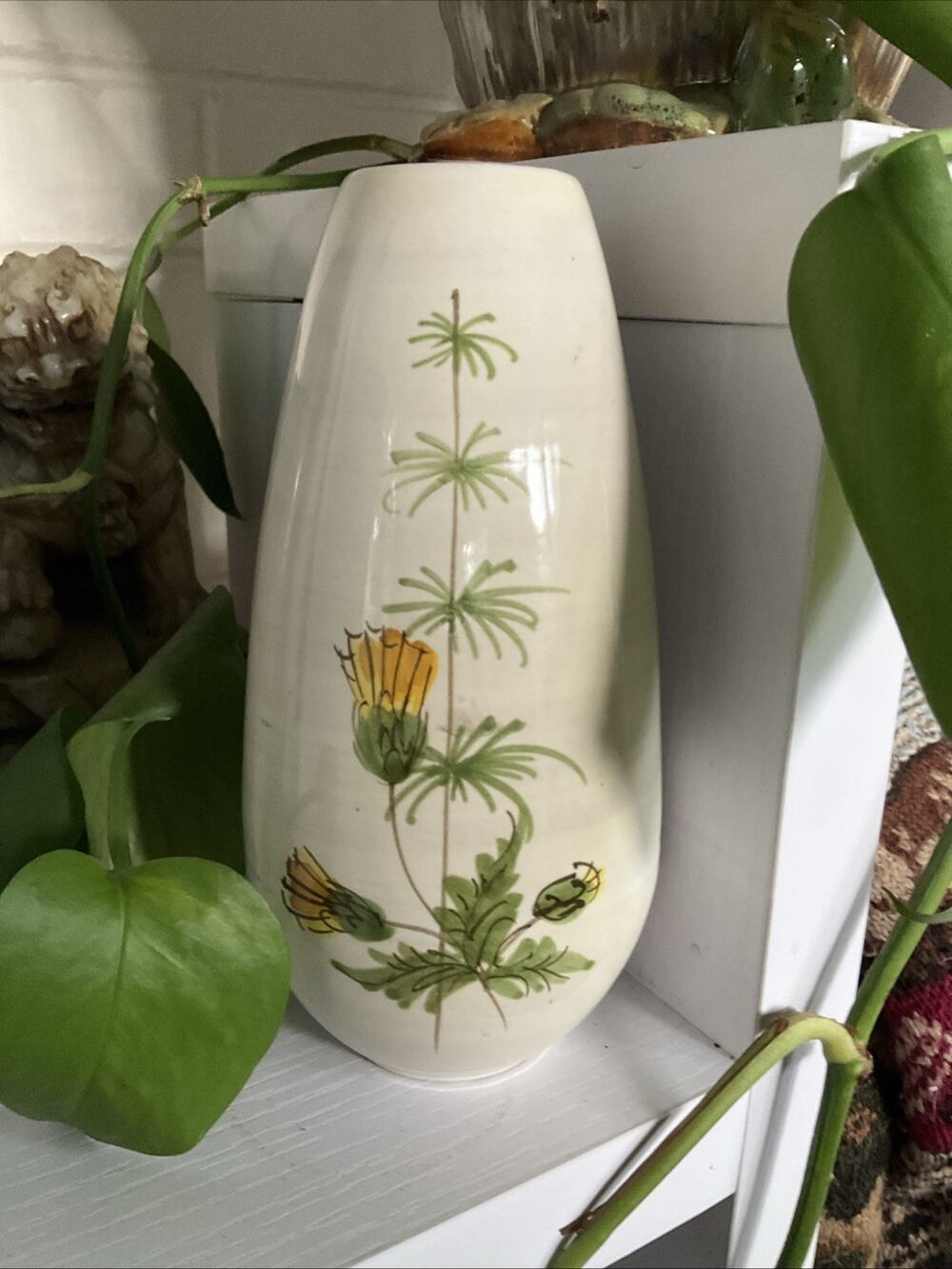 Vintage Hand Painted 7" Vase Wild Flowers Made in West Germany MCM Cottage
